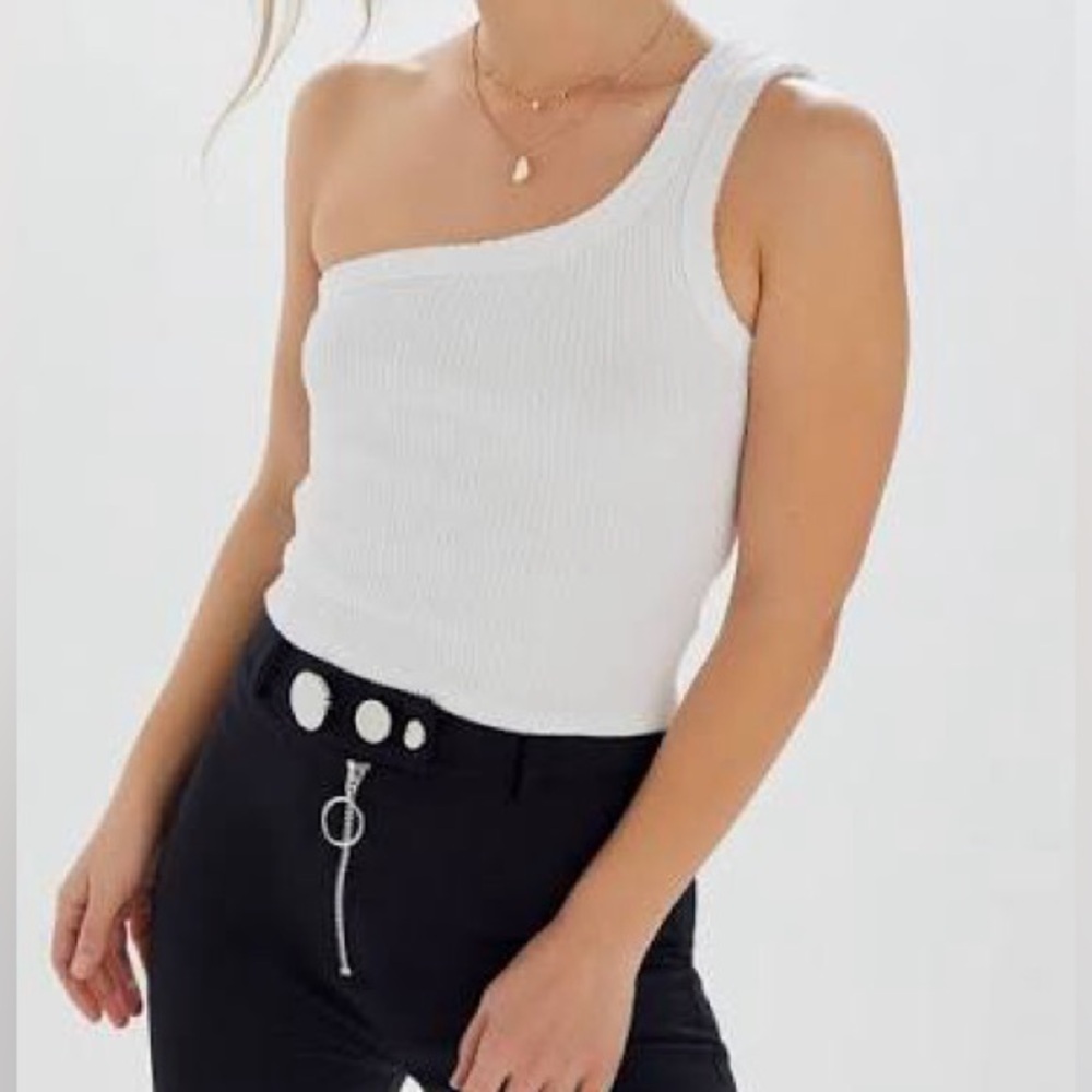 Urban Outfitters White One-Shoulder Tank Top